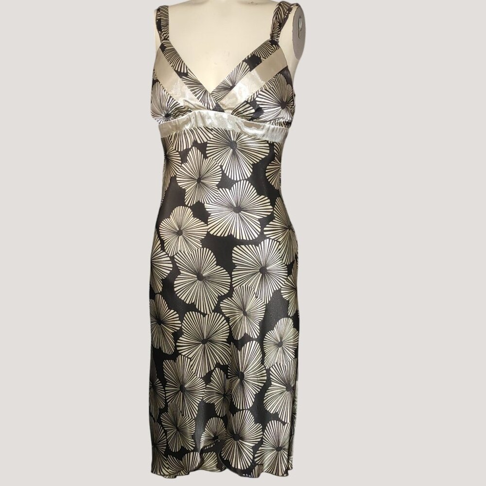 BCX Womens Brown White Flower Floral Sleeveless Dress Size 7 Fitted USA